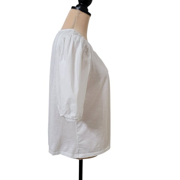 Old Navy Size M White Puff-Sleeve Slub-Knit Top.Excellent, Like New Condition - Picture 5 of 11